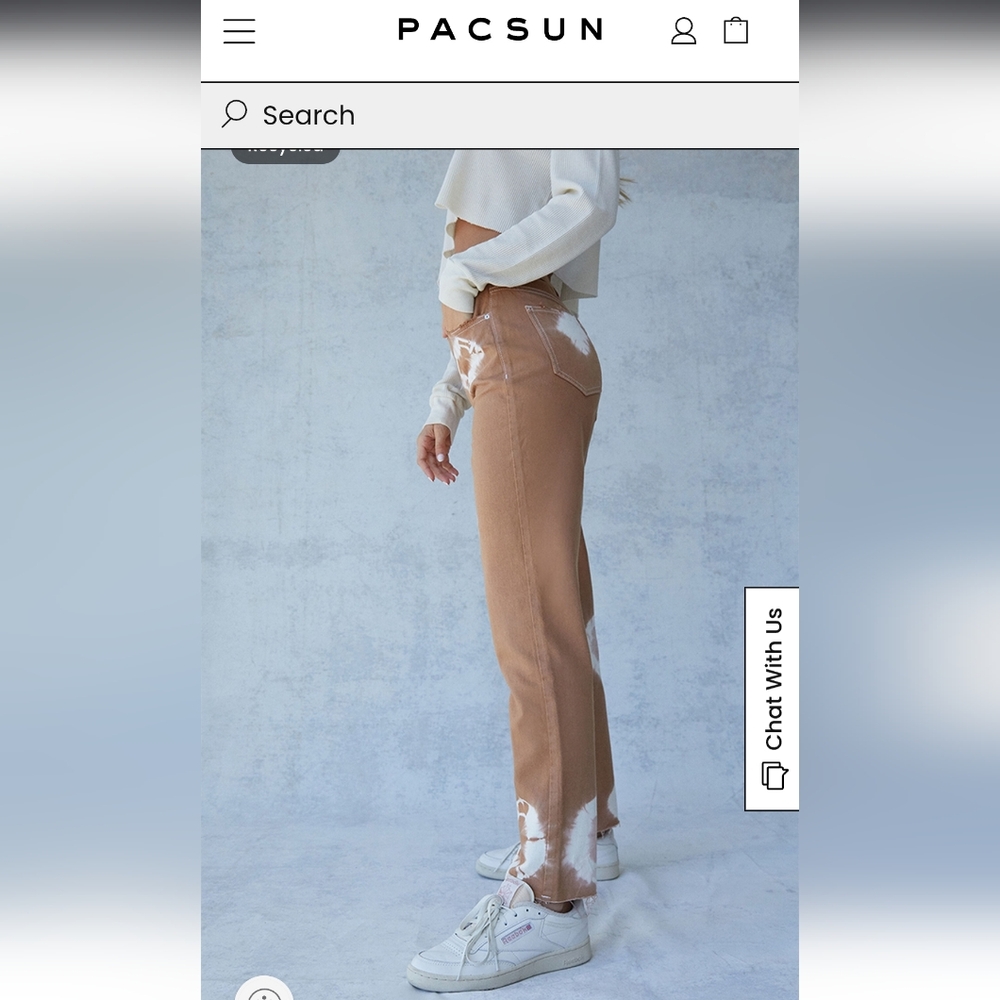 PacSun Straight Leg Brown and White Tie Dye Jeans - Picture 3 of 8